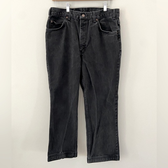 Vintage 90’s Orange Tab Levi’s Straight Leg Black Hi Rise Cropped Denim Jeans - Picture 3 of 7